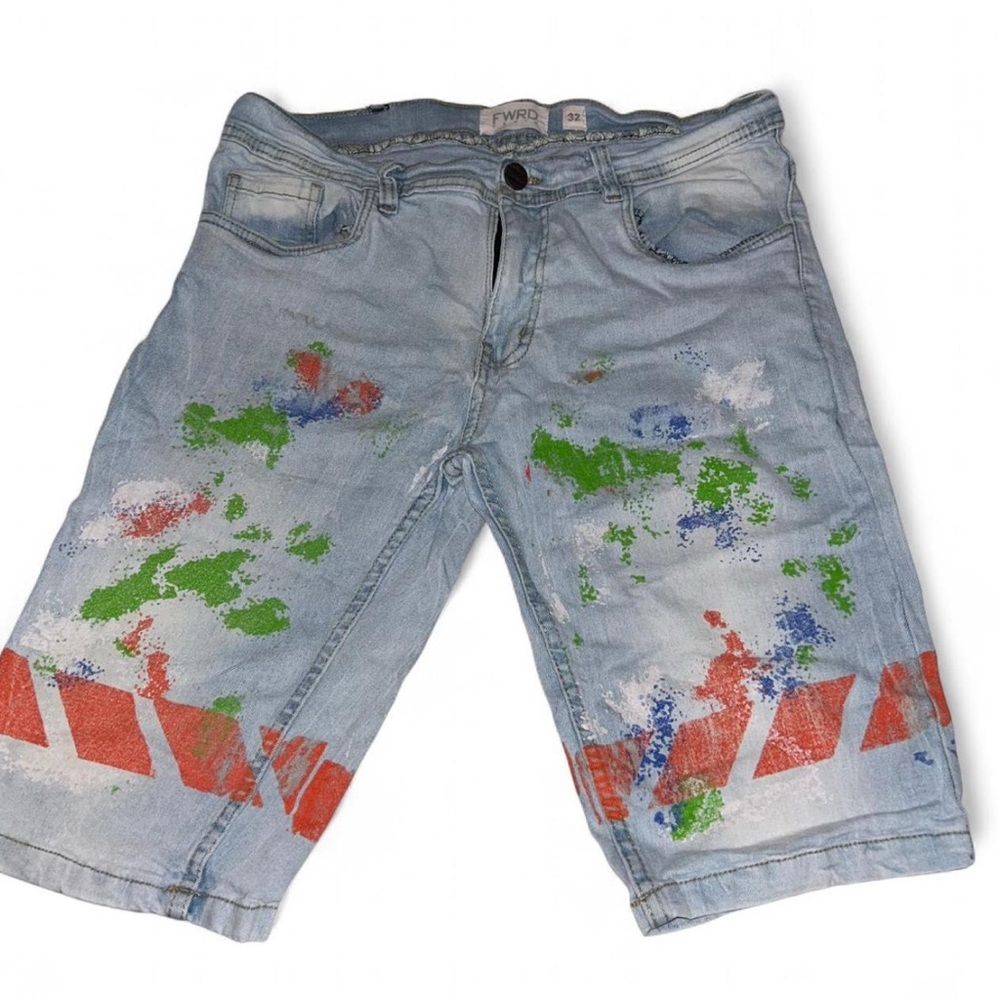 FWRD Mens Colorful Denim Shorts size 32